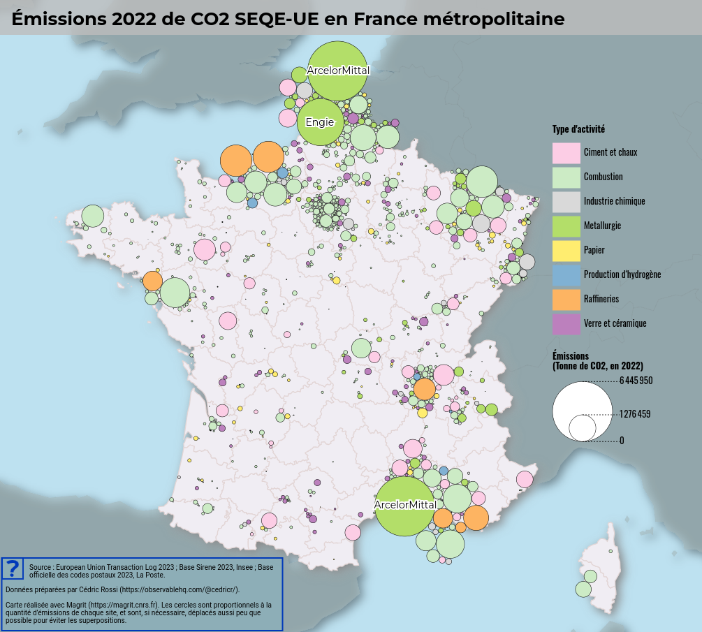 Émissions 2022 de CO2 SEQE-EU en France métropolitaine