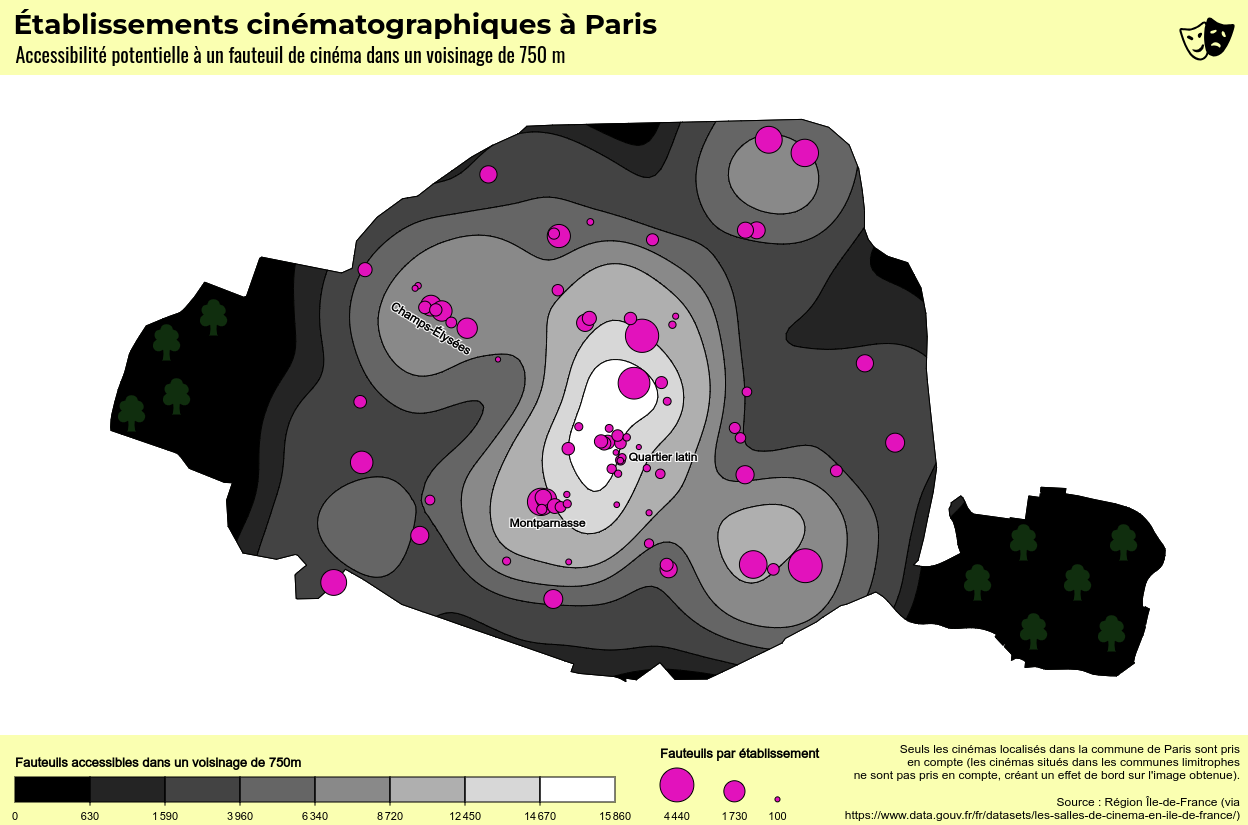 Carte 'Établissements cinématographiques à Paris'