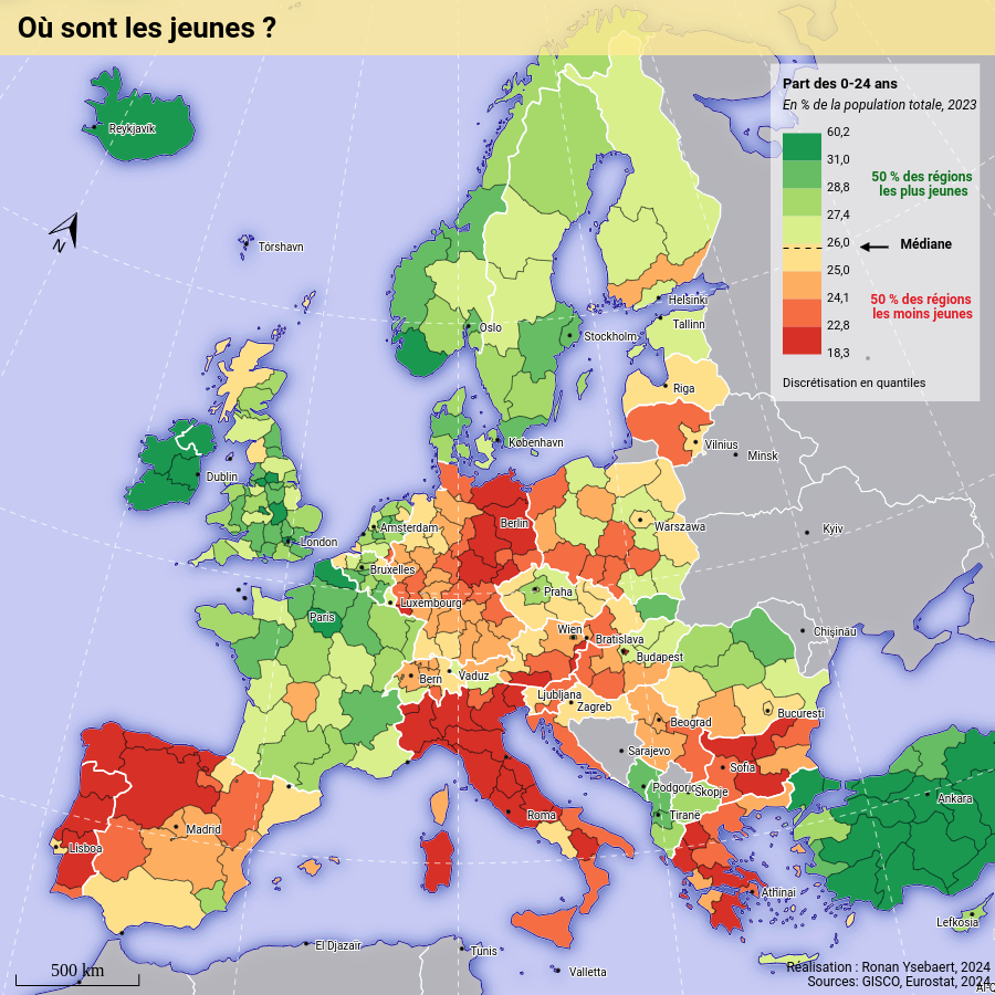 Carte 'Où sont les jeunes en Europe'