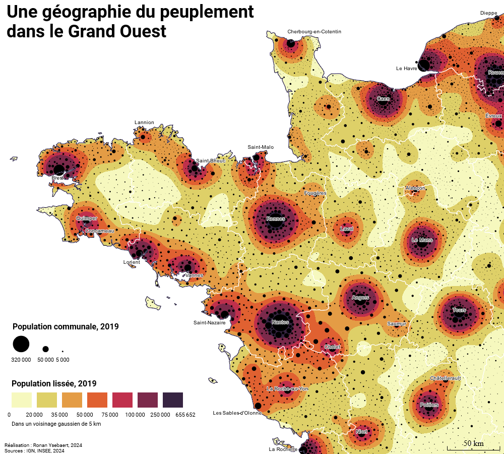 Carte 'Une géographie du peuplement dans le Grand Ouest'