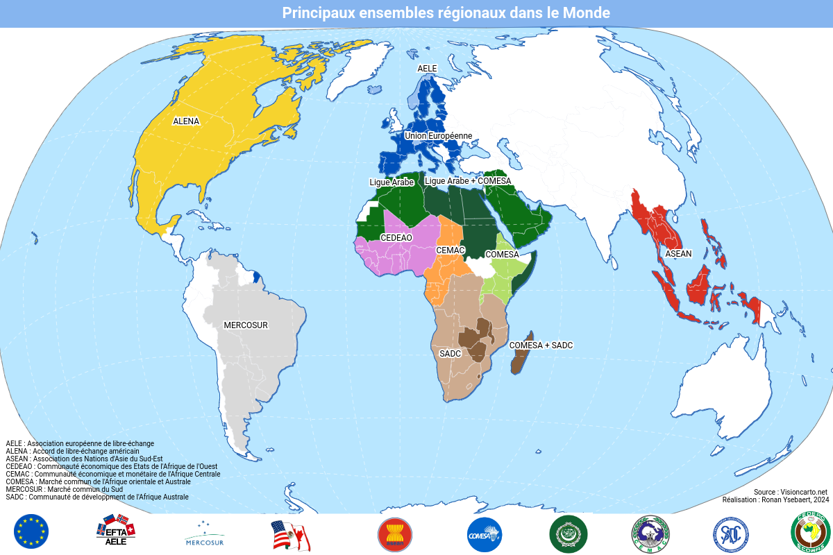 Map 'Main regional groupings in the World'