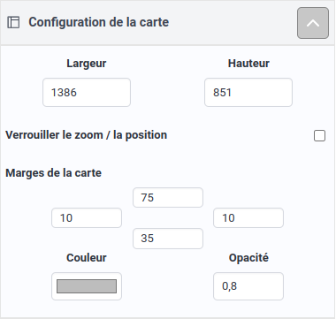 Panneau de configuration de la carte