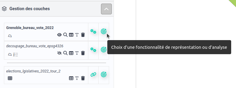 Accéder à la fenêtre de choix de la représentation