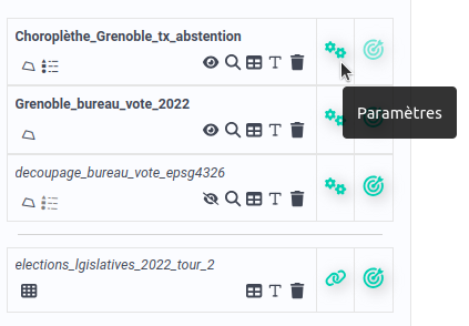 Accéder aux paramètres de la couche