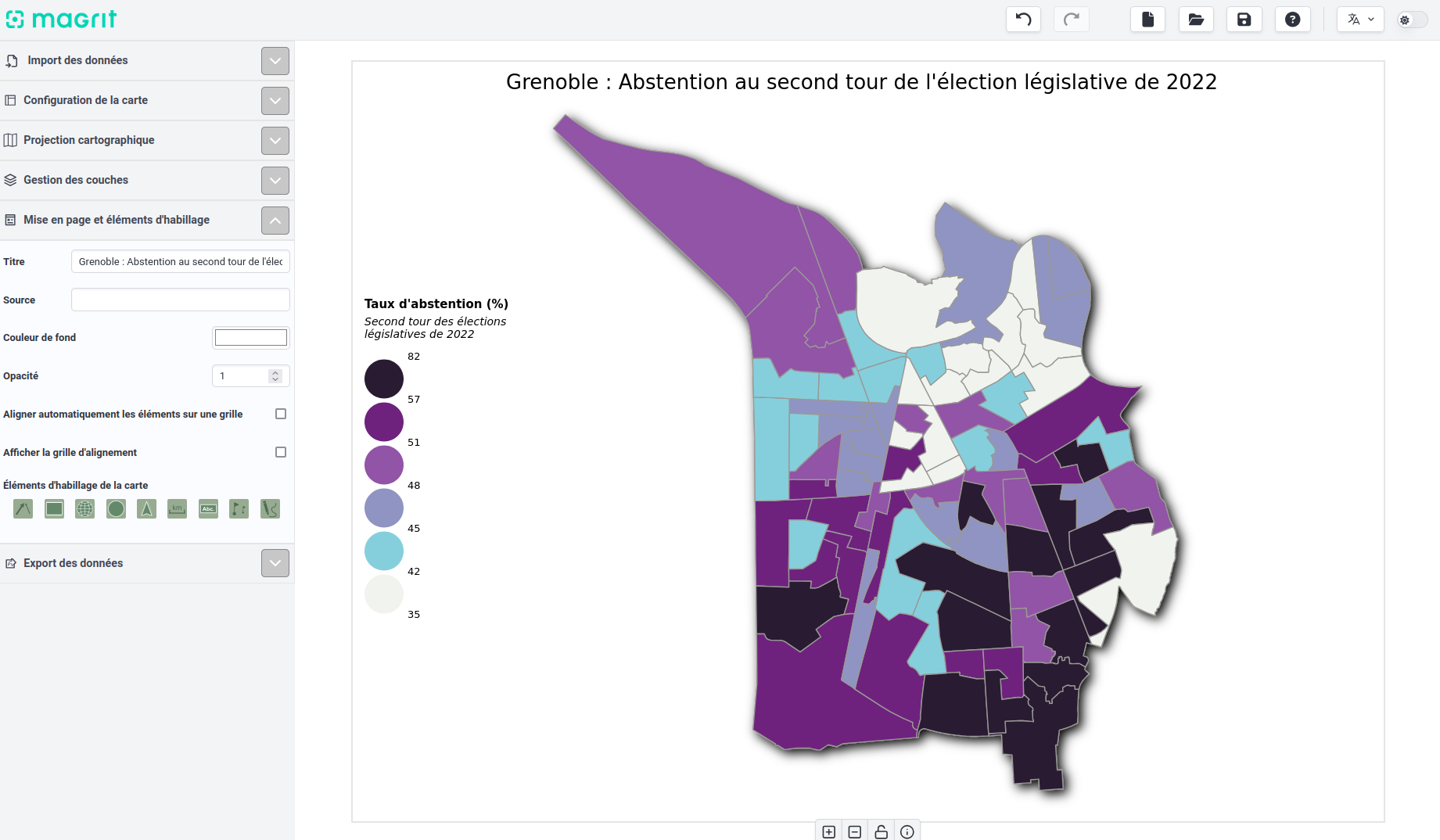 Mise en page et élément d'habillage - titre de la carte