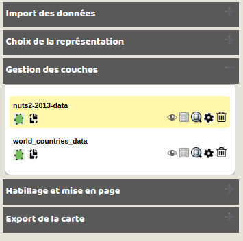 Menu de gestion des couches